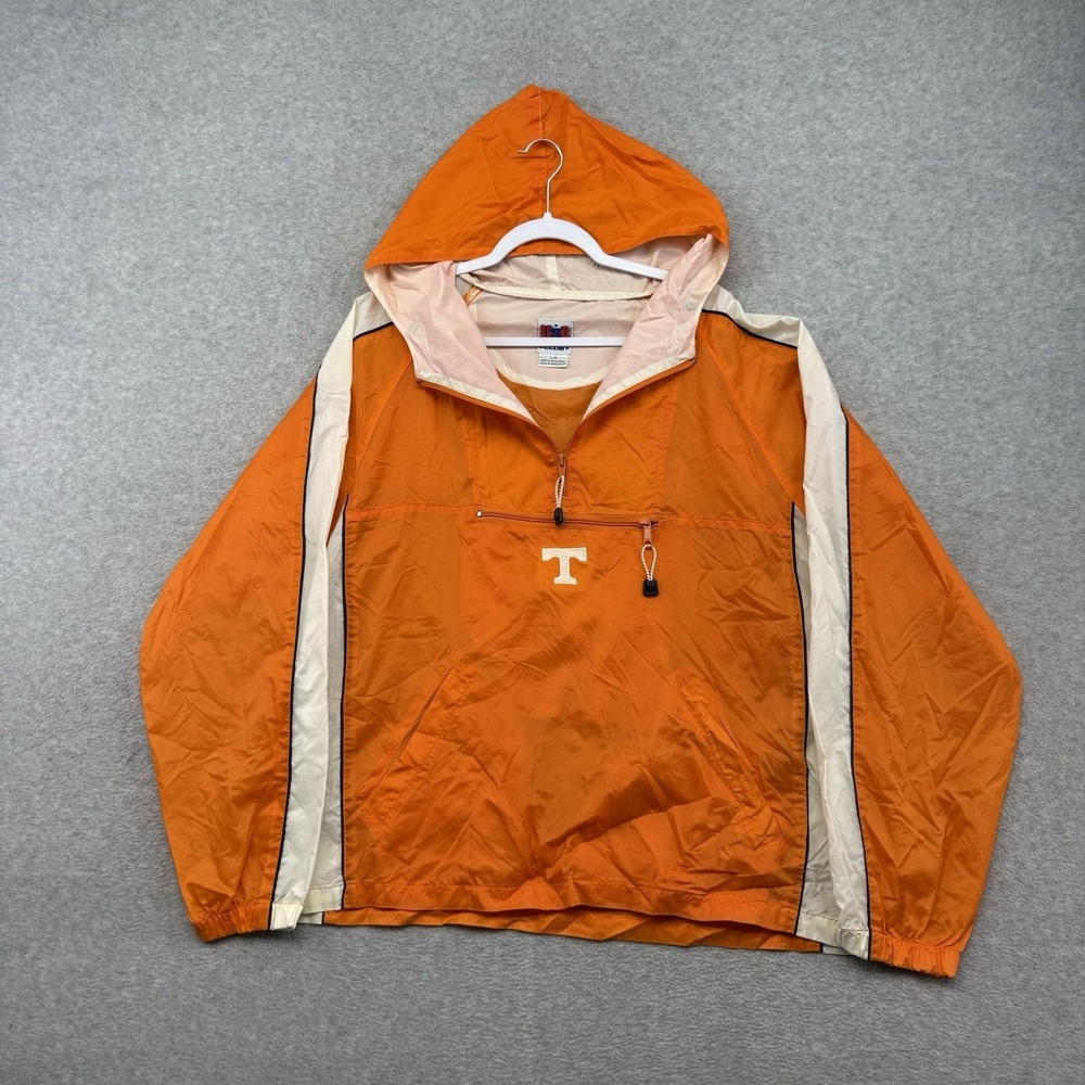Vintage Tennessee Volunteers 1/4 Zip Windbreaker Mens L Hooded Orange Anorak 90s